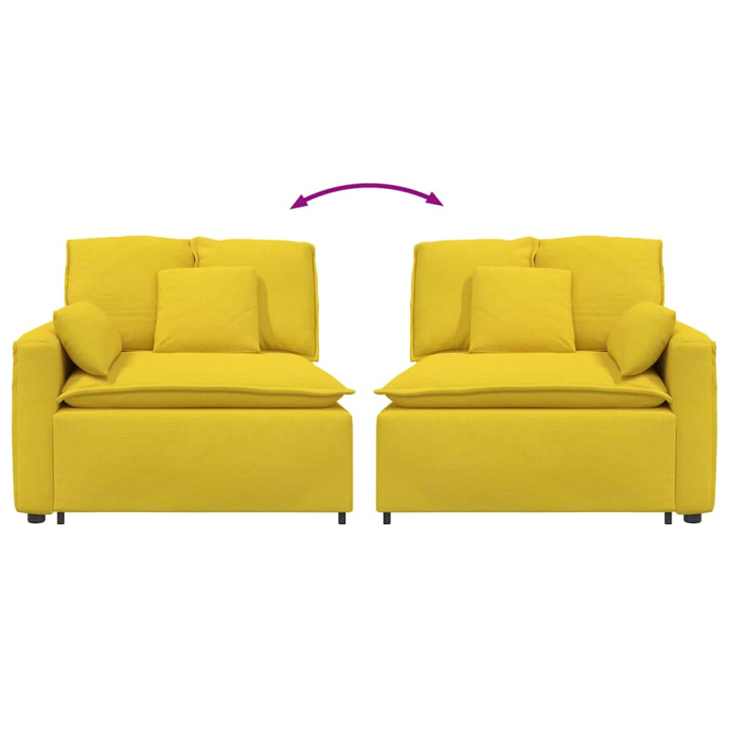 Modulares Sofa Endmodul mit Armlehne Kissen Hellgelb 100 cm