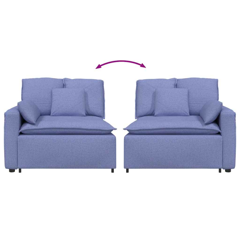 Modulares Sofa Endmodul mit Armlehne Kissen Jeansblau 100 cm