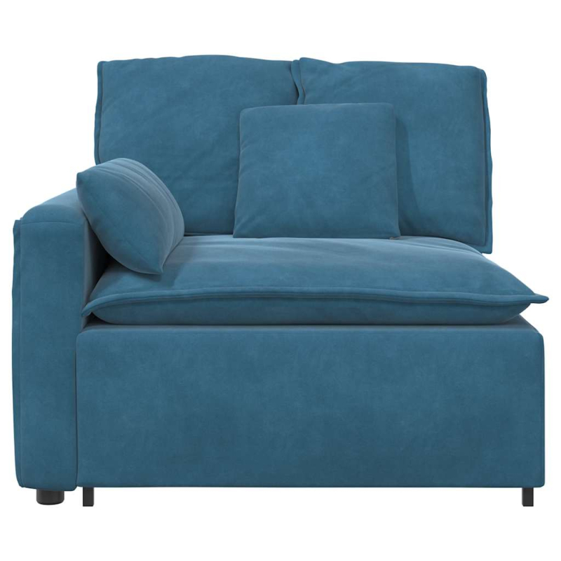 Modulares Sofa Endmodul mit Armlehne Kissen Blau 100 cm
