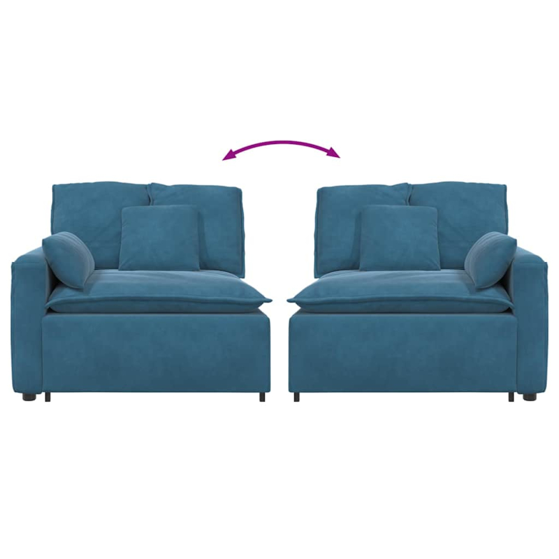 Modulares Sofa Endmodul mit Armlehne Kissen Blau 100 cm