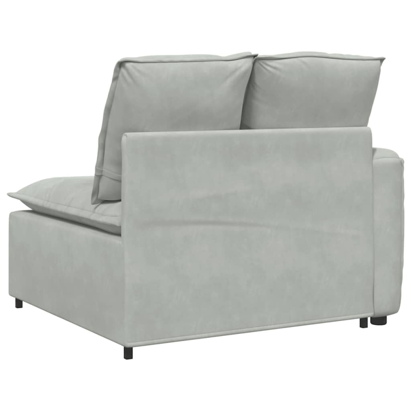 Modulares Sofa Endmodul mit Armlehne Kissen Hellgrau 100 cm