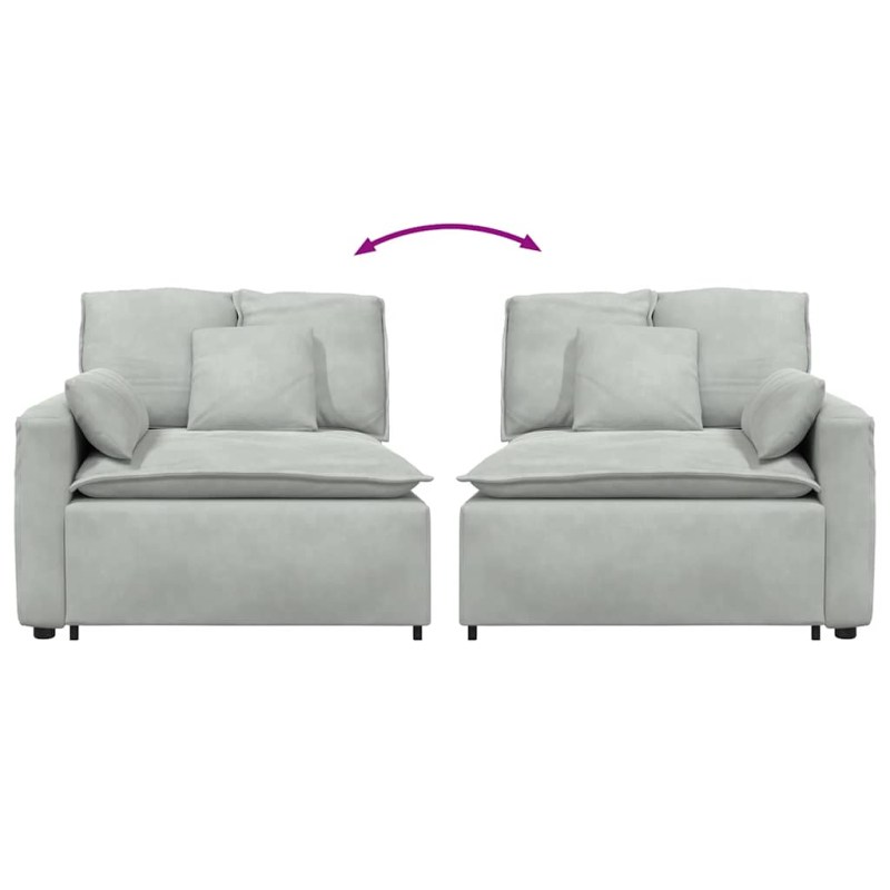 Modulares Sofa Endmodul mit Armlehne Kissen Hellgrau 100 cm