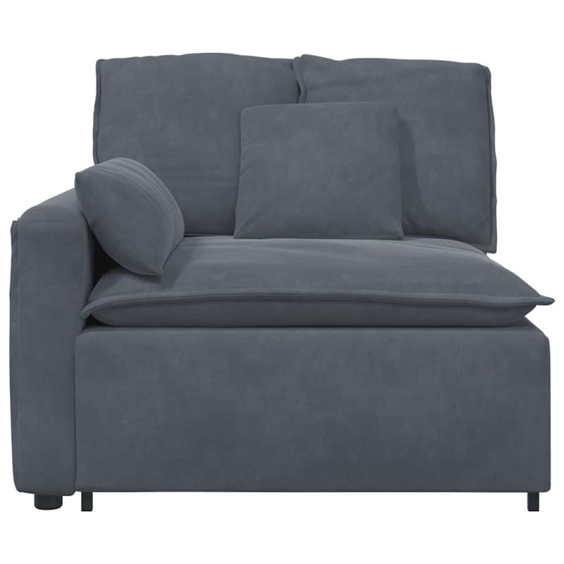 Modulares Sofa Endmodul mit Armlehne Kissen Dunkelgrau 100 cm