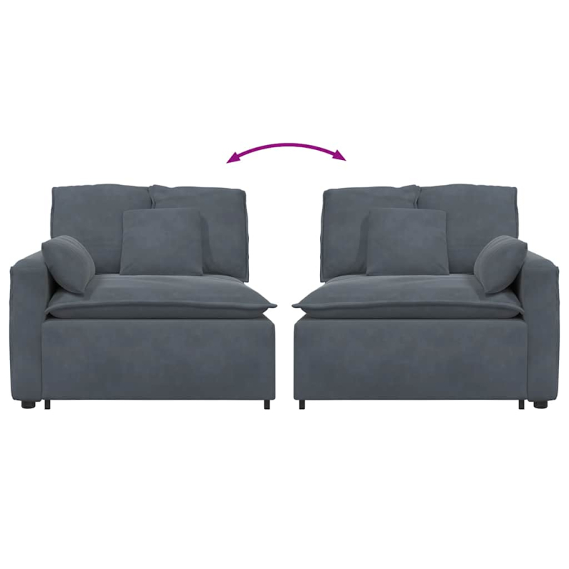 Modulares Sofa Endmodul mit Armlehne Kissen Dunkelgrau 100 cm