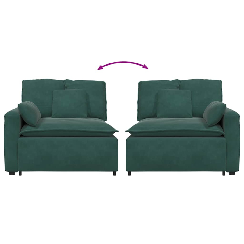 Modulares Sofa Endmodul mit Armlehne Kissen Dunkelgrün 100 cm