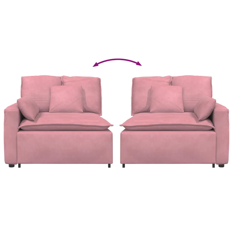 Modulares Sofa Endmodul mit Armlehne Kissen Rosa 100 cm