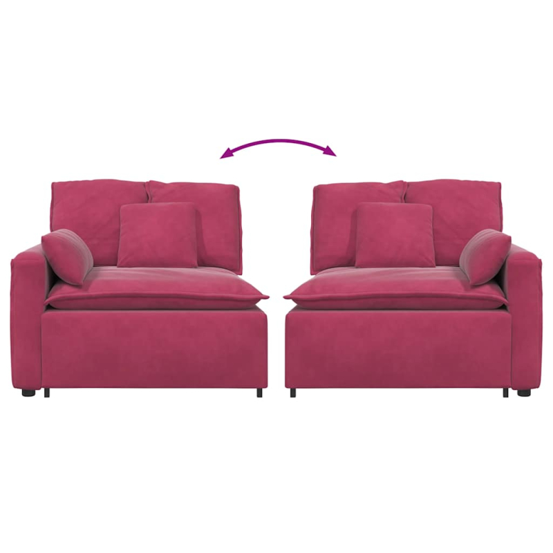 Modulares Sofa Endmodul mit Armlehne Kissen Weinrot 100 cm