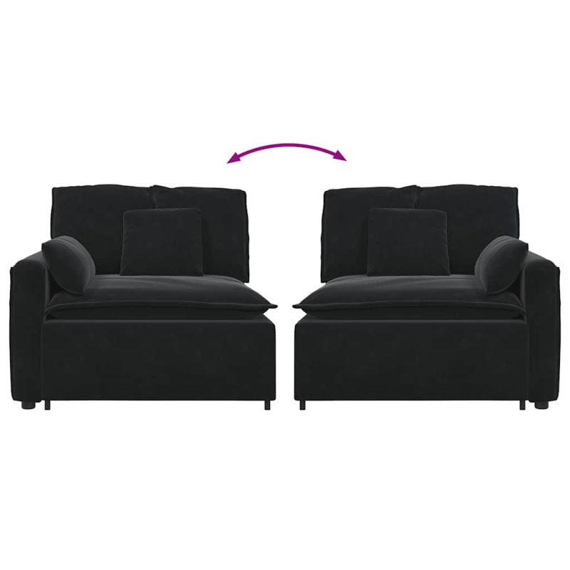 Modulares Sofa Endmodul mit Armlehne Kissen Schwarz 100 cm
