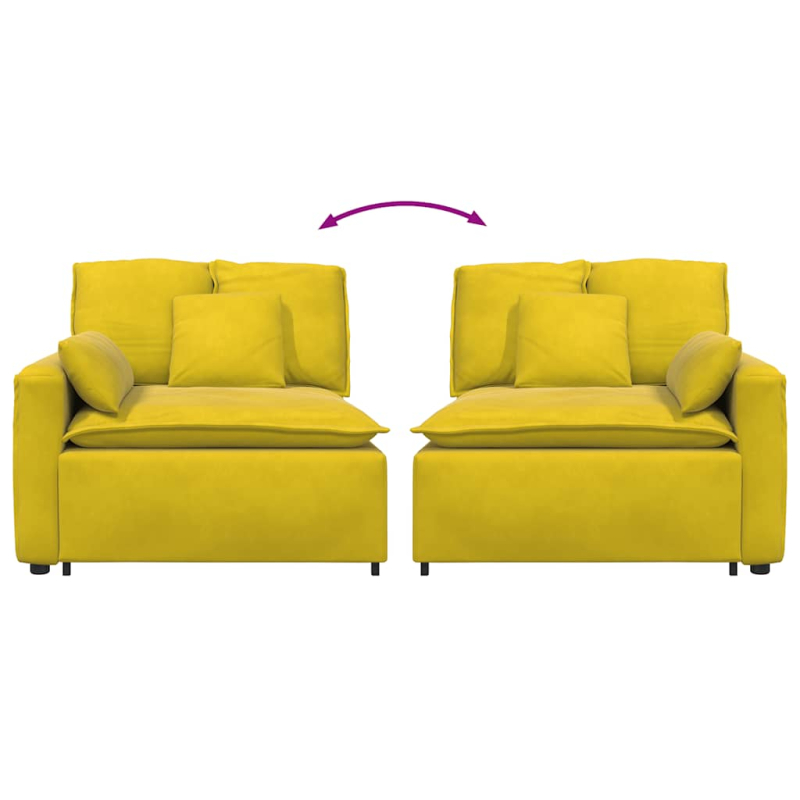 Modulares Sofa Endmodul mit Armlehne Kissen Gelb 100 cm