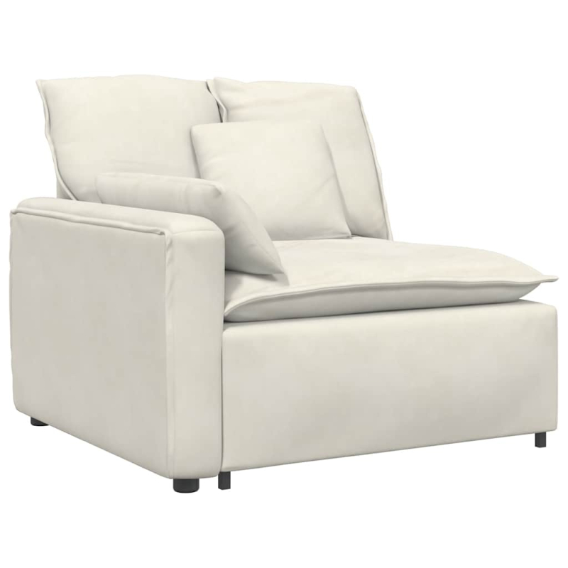 Modulares Sofa Endmodul mit Armlehne Kissen Creme 100 cm