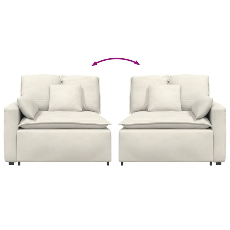 Modulares Sofa Endmodul mit Armlehne Kissen Creme 100 cm