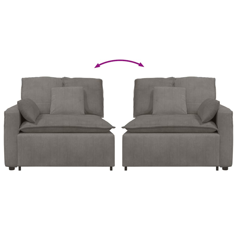 Modulares Sofa Endmodul mit Armlehne Kissen Hellgrau 100 cm