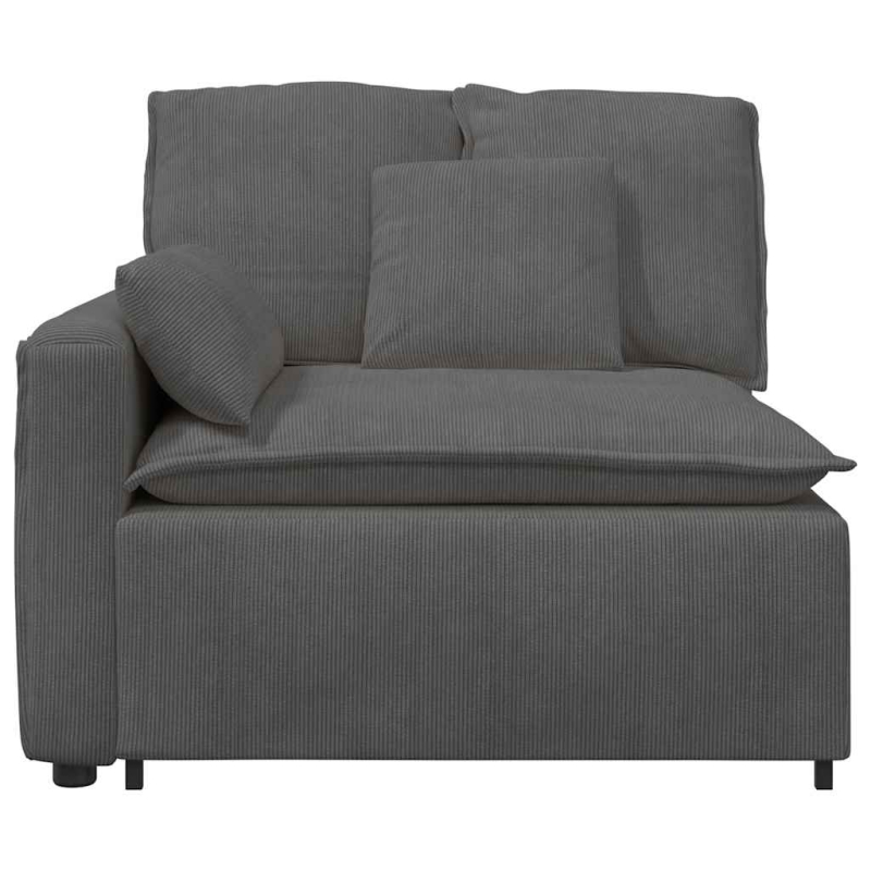 Modulares Sofa Endmodul mit Armlehne Kissen Dunkelgrau 100 cm