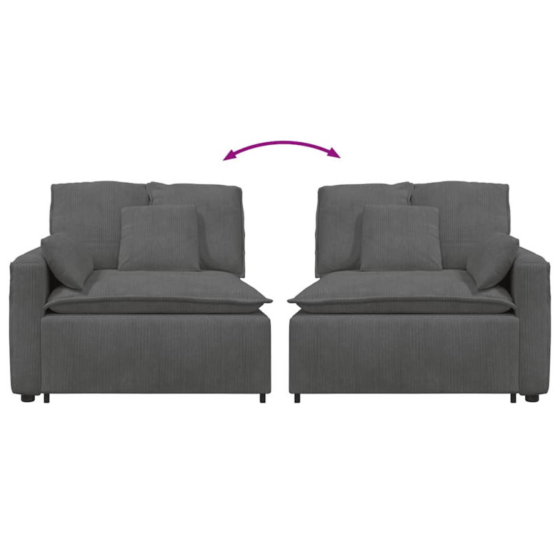 Modulares Sofa Endmodul mit Armlehne Kissen Dunkelgrau 100 cm