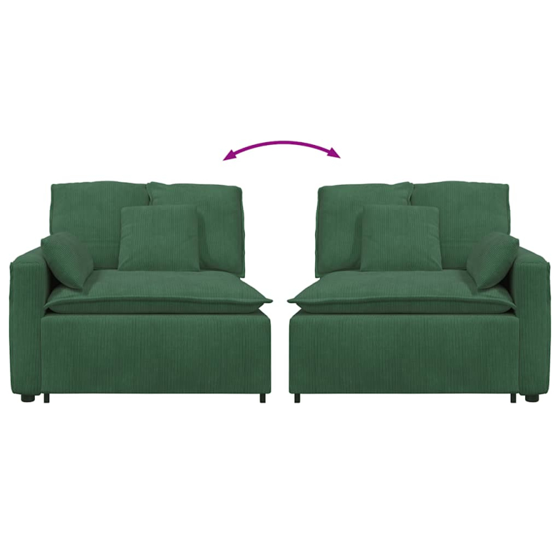 Modulares Sofa Endmodul mit Armlehne Kissen Dschungelgrün 100cm