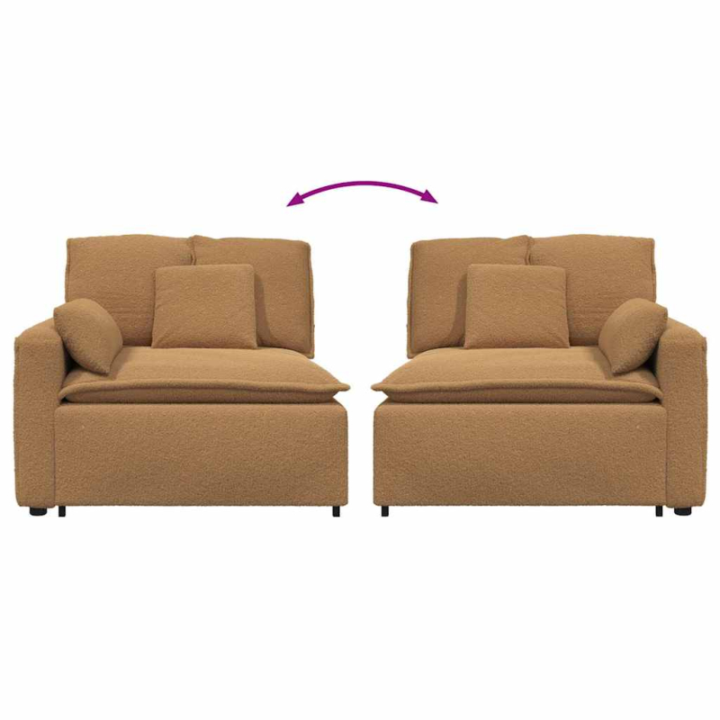 Modulares Sofa Endmodul mit Armlehne Kissen Beige 100 cm