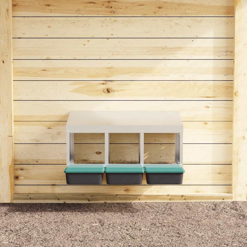 Hühner-Nistkasten 3 Fächer Wandmontage Verzinkter Stahl