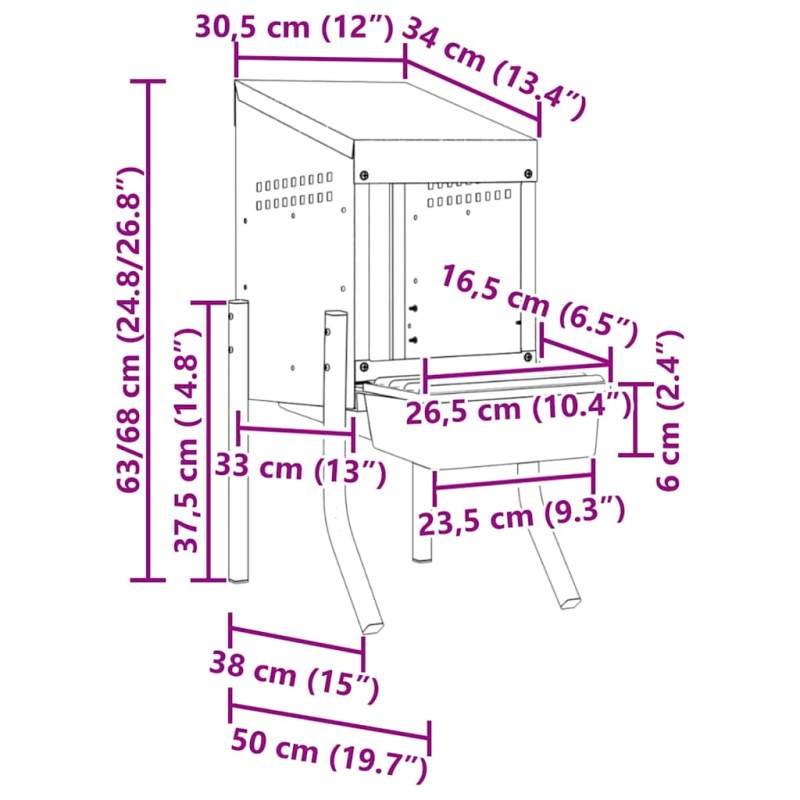 Hühner-Nistkasten 1 Fach mit Beinen Verzinkter Stahl