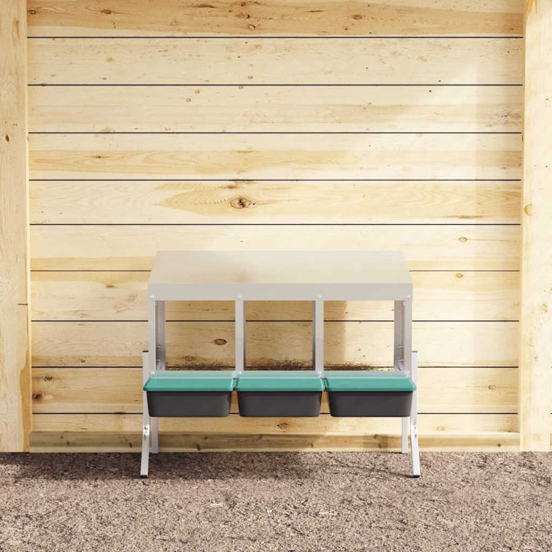 Hühner-Nistkasten 3 Fächer mit Beinen Verzinkter Stahl