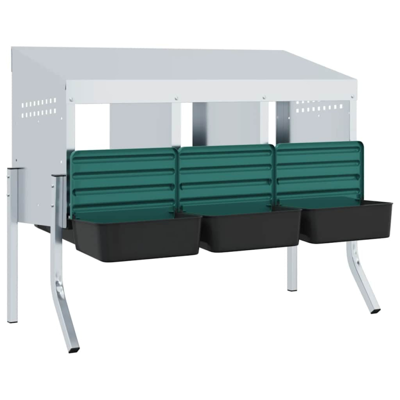 Hühner-Nistkasten 3 Fächer mit Beinen Verzinkter Stahl