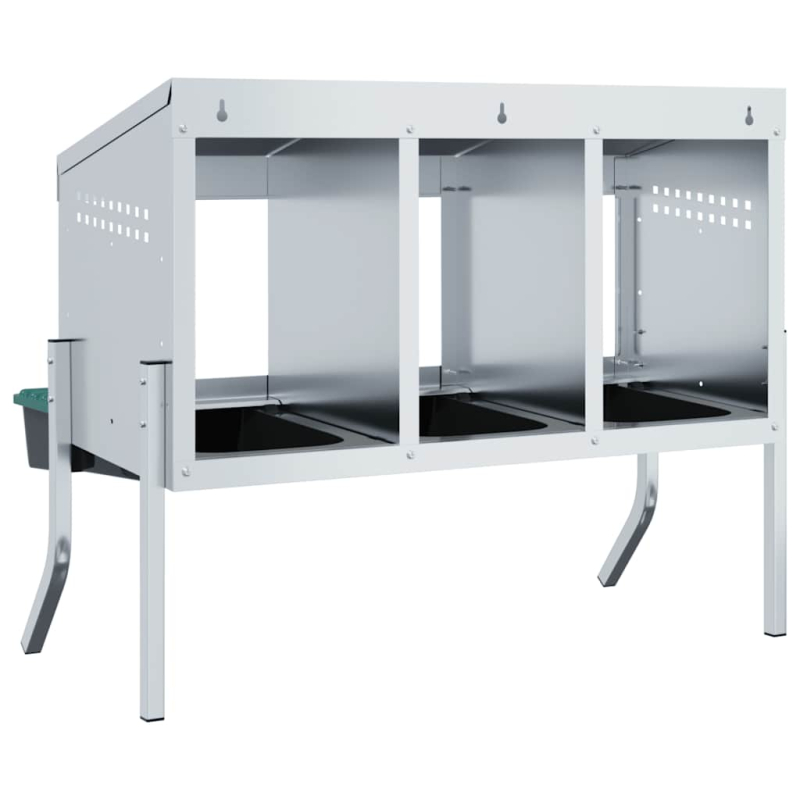 Hühner-Nistkasten 3 Fächer mit Beinen Verzinkter Stahl