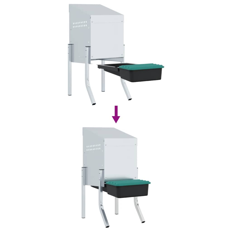 Hühner-Nistkasten 1 Fach mit Beinen Verzinkter Stahl