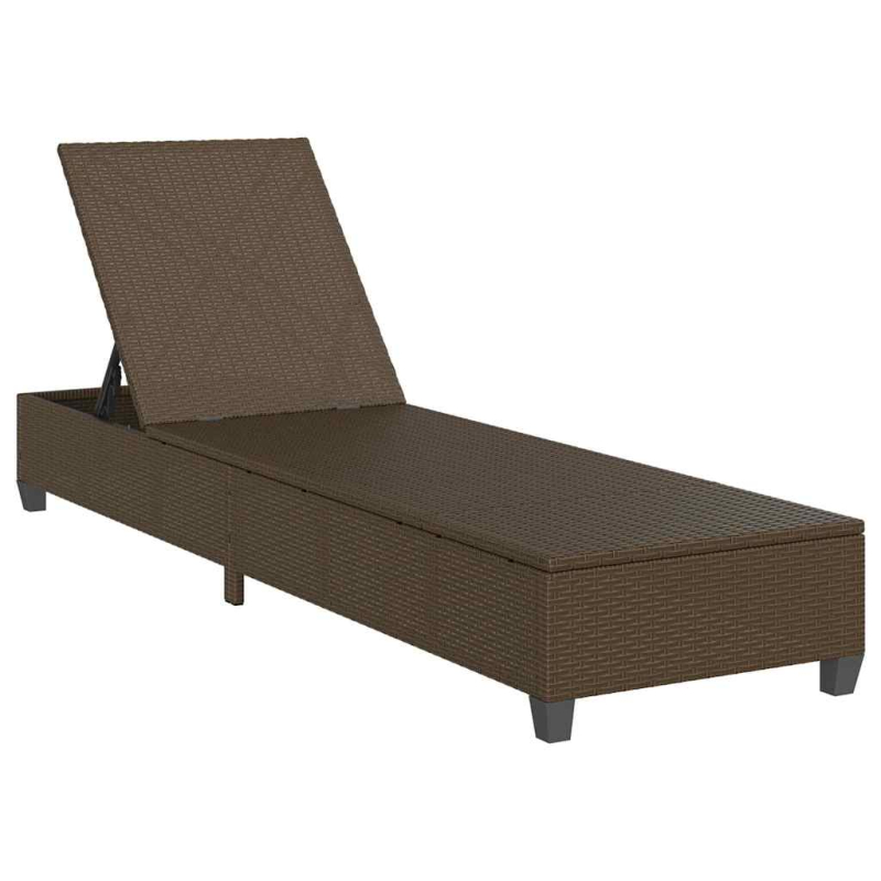 Sonnenliege mit Auflagen Braun 55x200x25,5cm Poly Rattan
