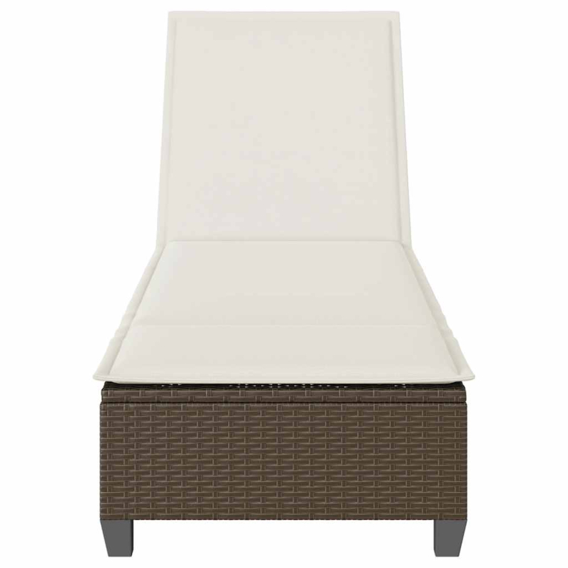 Sonnenliege mit Auflagen Braun 55x200x25,5cm Poly Rattan