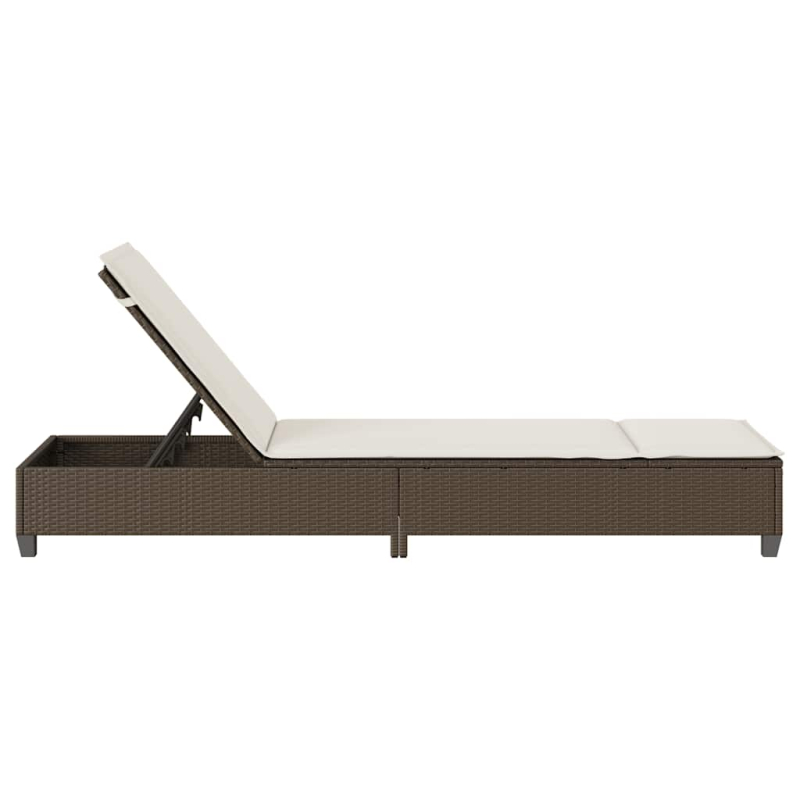 Sonnenliege mit Auflagen Braun 55x200x25,5cm Poly Rattan