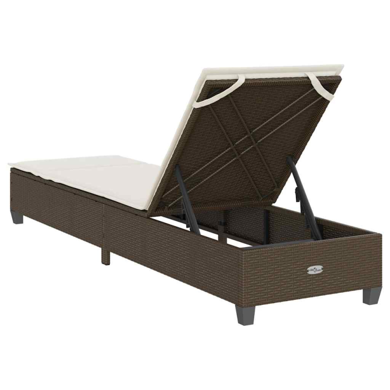 Sonnenliege mit Auflagen Braun 55x200x25,5cm Poly Rattan