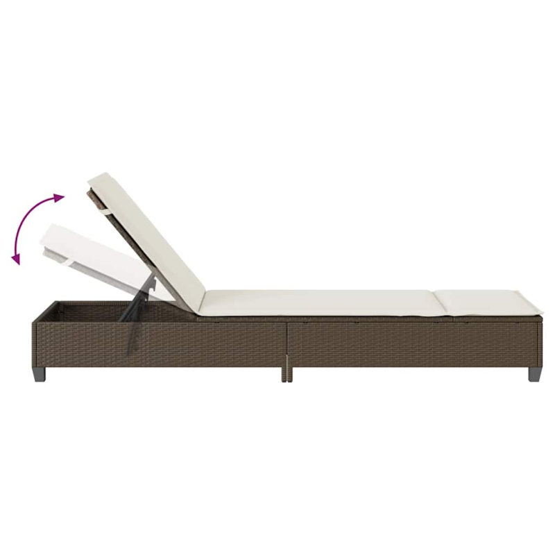 Sonnenliege mit Auflagen Braun 55x200x25,5cm Poly Rattan