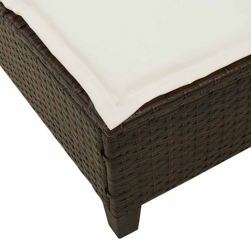 Sonnenliege mit Auflagen Braun 55x200x25,5cm Poly Rattan