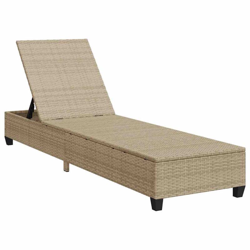 Sonnenliege mit Auflagen Beige 55x200x25,5cm Poly Rattan