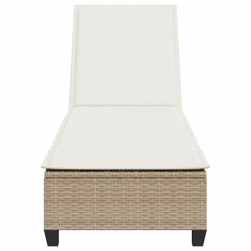 Sonnenliege mit Auflagen Beige 55x200x25,5cm Poly Rattan