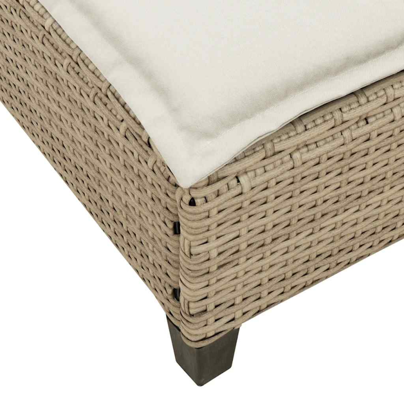 Sonnenliege mit Auflagen Beige 55x200x25,5cm Poly Rattan