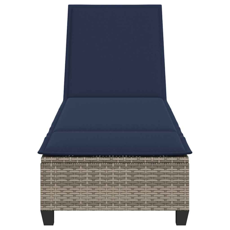 Sonnenliege mit Auflagen Grau 55x200x25,5cm Poly Rattan
