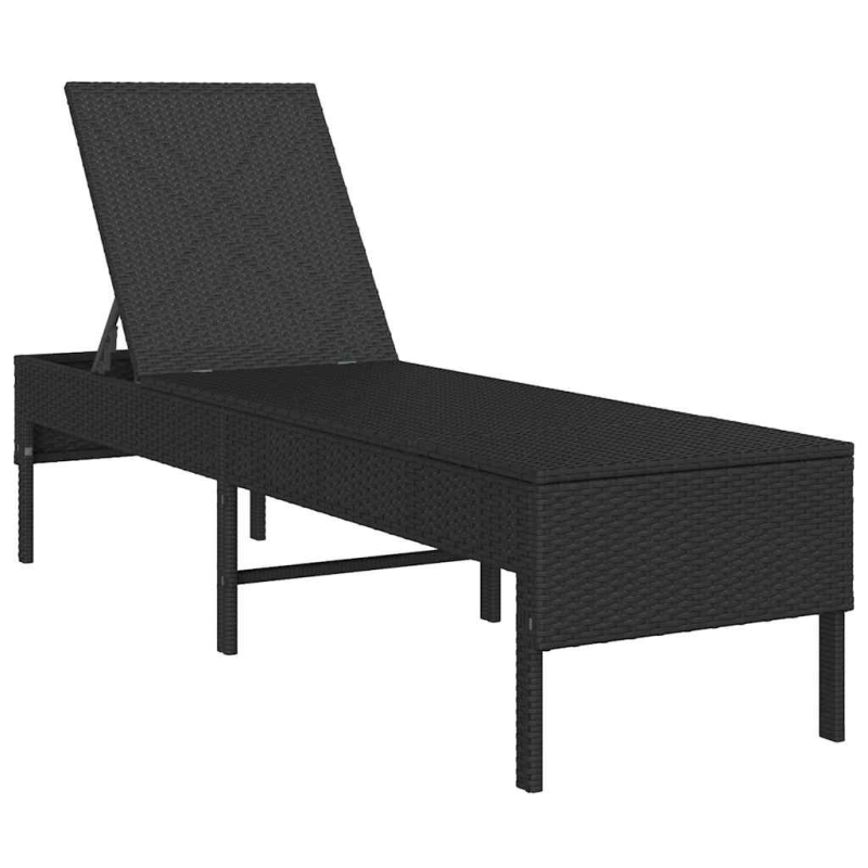 Sonnenliege mit Auflage Schwarz 55x200x44 cm Poly Rattan