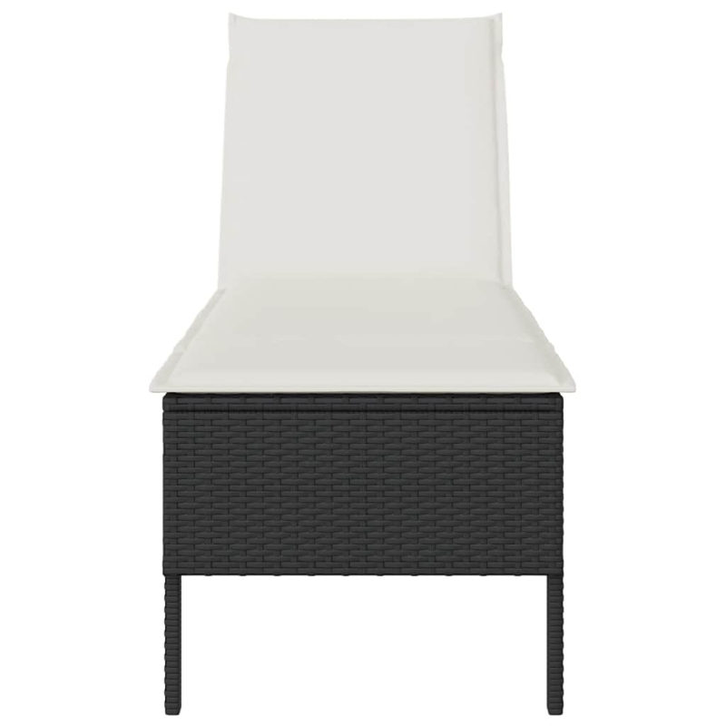 Sonnenliege mit Auflage Schwarz 55x200x44 cm Poly Rattan