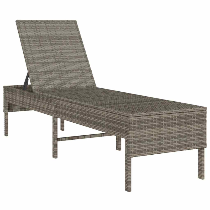 Sonnenliege mit Auflage Grau 55x200x44 cm Poly Rattan
