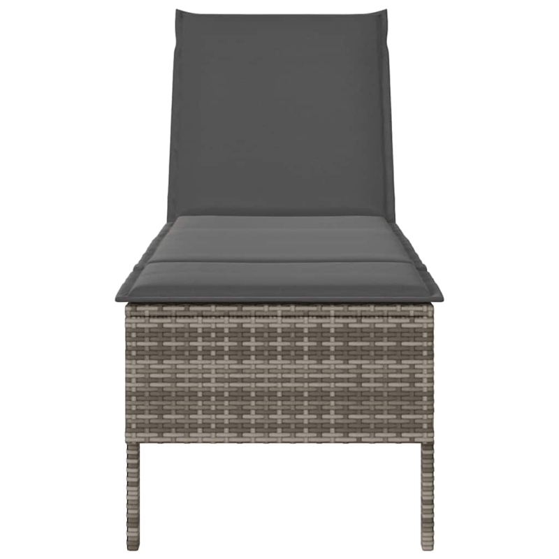 Sonnenliege mit Auflage Grau 55x200x44 cm Poly Rattan