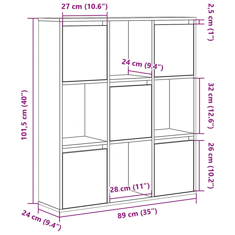Bücherregal Räuchereiche 89x24x101,5 cm Holzwerkstoff