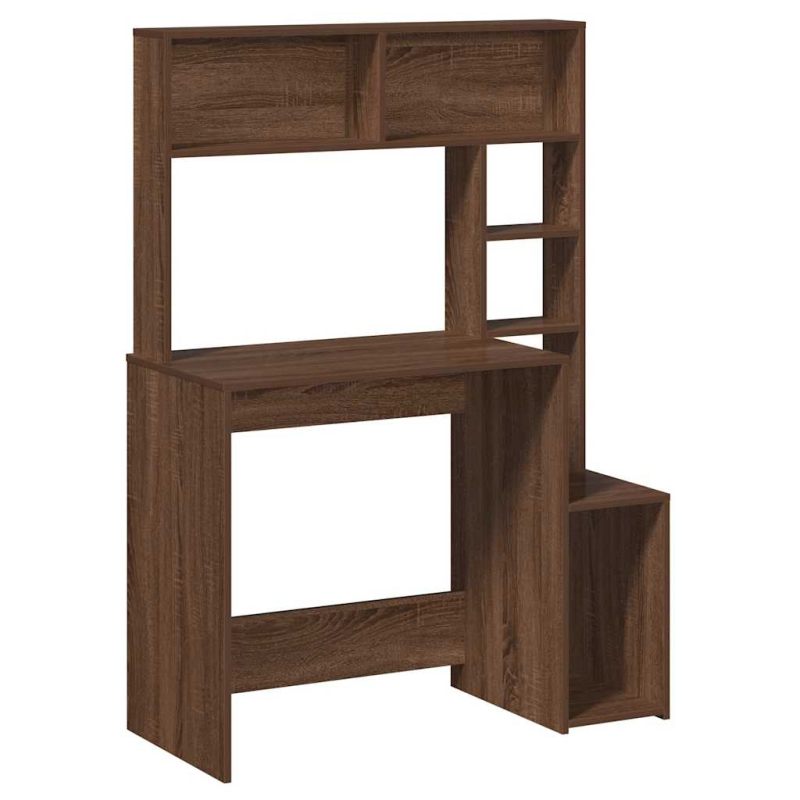 Schreibtisch mit Regal Braun Eichen-Optik 100x45x140 cm