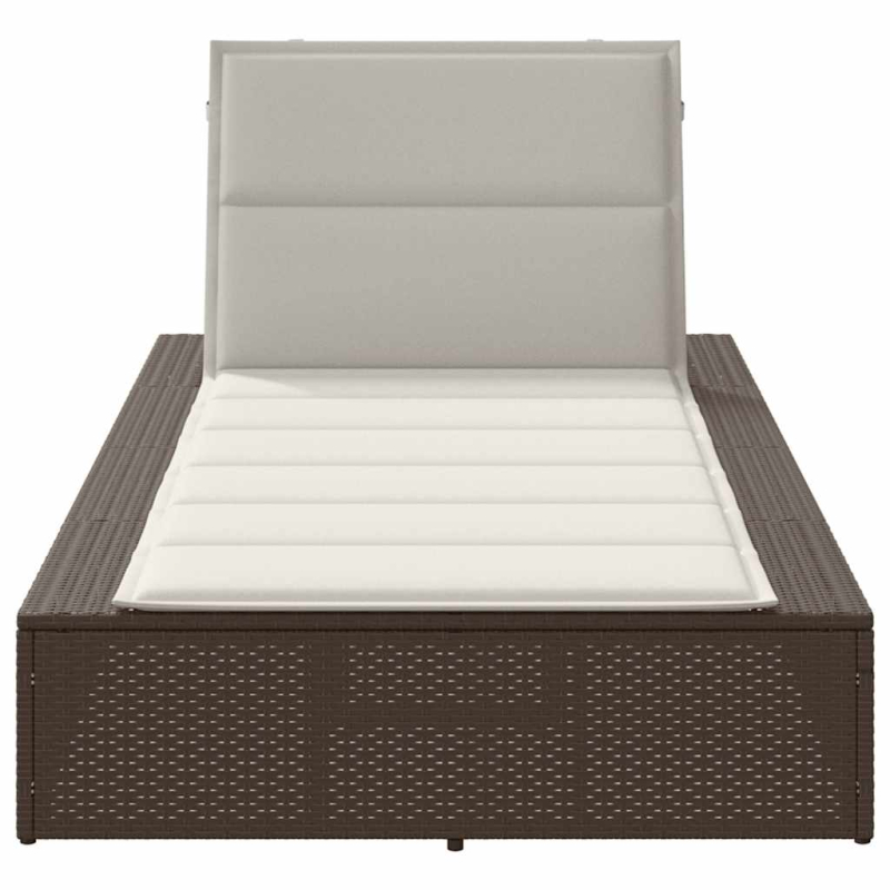 Sonnenliege mit schwebender Auflage Braun Poly Rattan