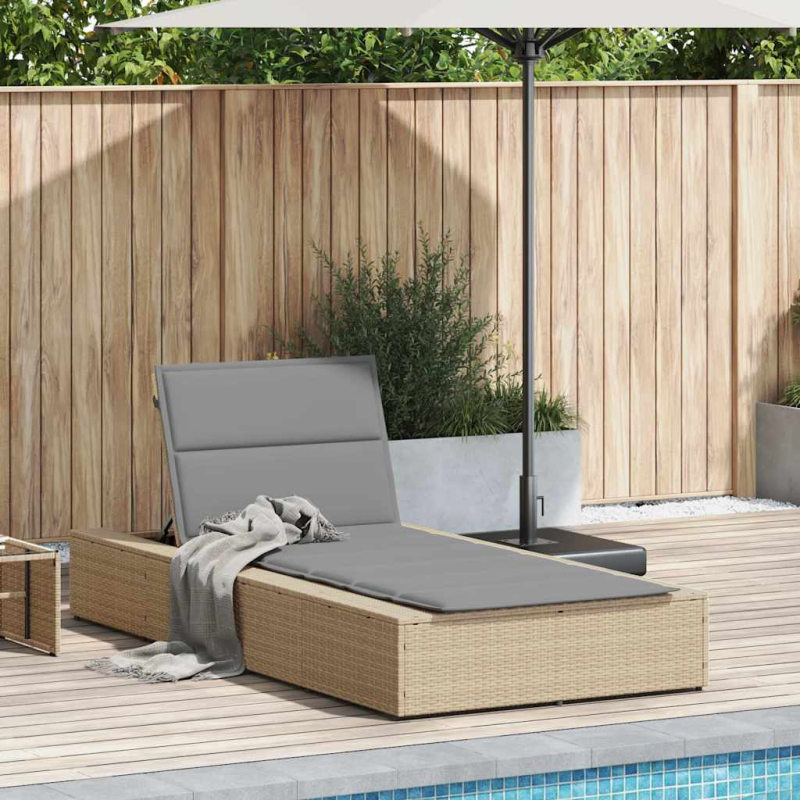 Sonnenliege mit schwebender Auflage Beige Poly Rattan