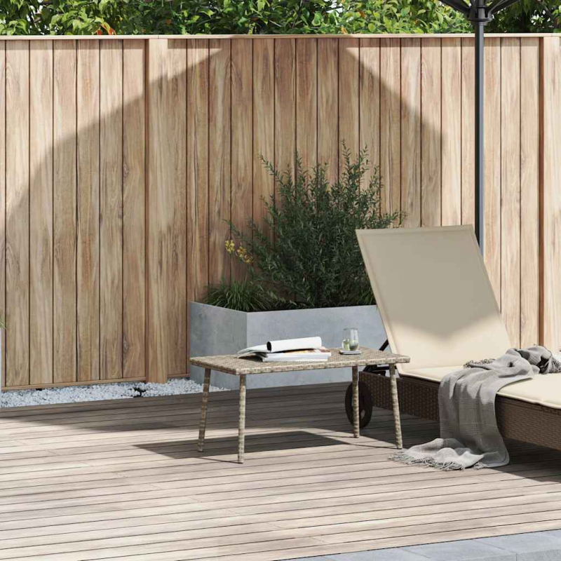Garten-Couchtisch Rechteckig Hellgrau 80x40x37 cm Poly Rattan
