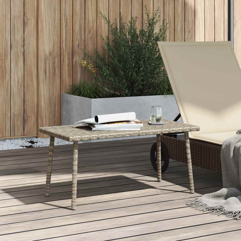 Garten-Couchtisch Rechteckig Hellgrau 80x40x37 cm Poly Rattan
