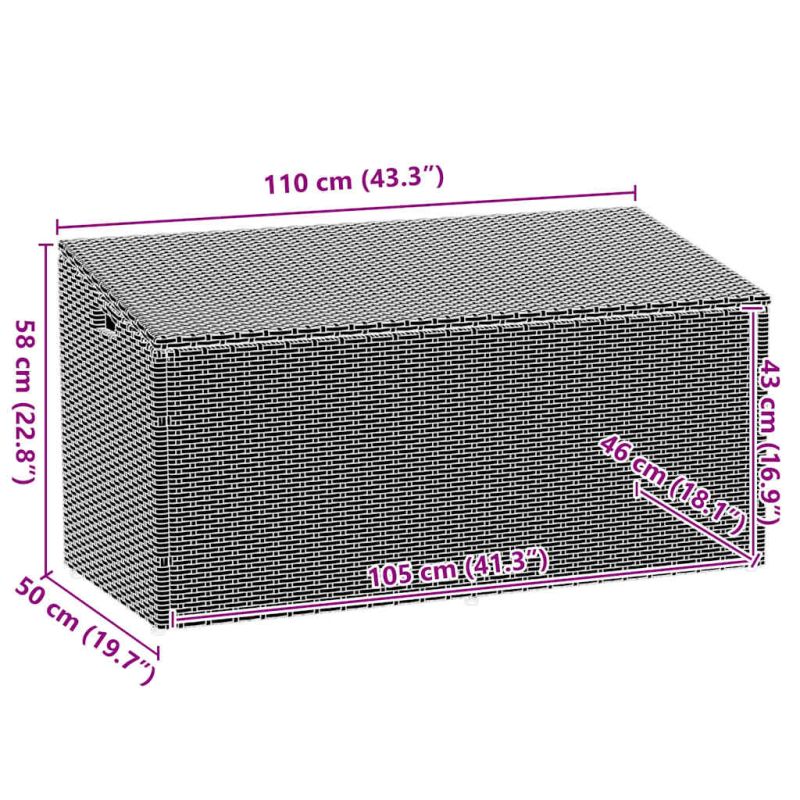 Garten-Auflagenbox Braun 110x50x58 cm Poly Rattan