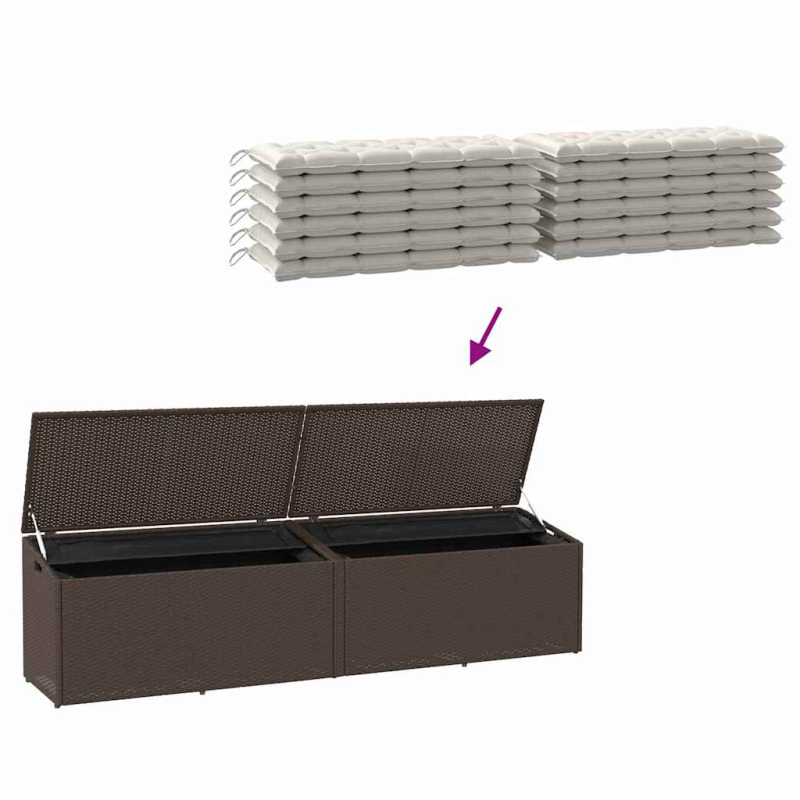 Garten-Auflagenbox Braun 220x50x58 cm Poly Rattan