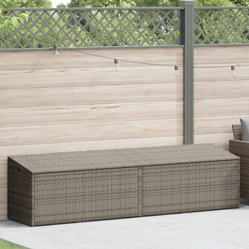 Garten-Auflagenbox Grau 220x50x58 cm Poly Rattan