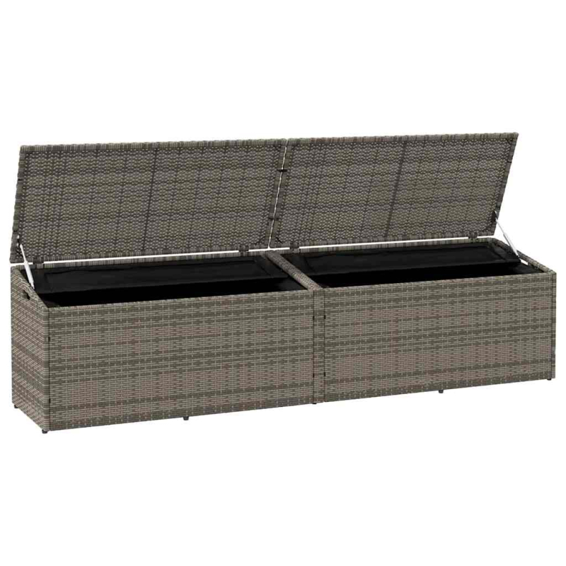 Garten-Auflagenbox Grau 220x50x58 cm Poly Rattan